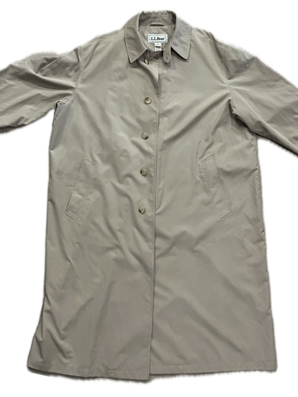 Vintage L.L. Bean Mens Parka Trench Coat Beige Tan Raincoat XL